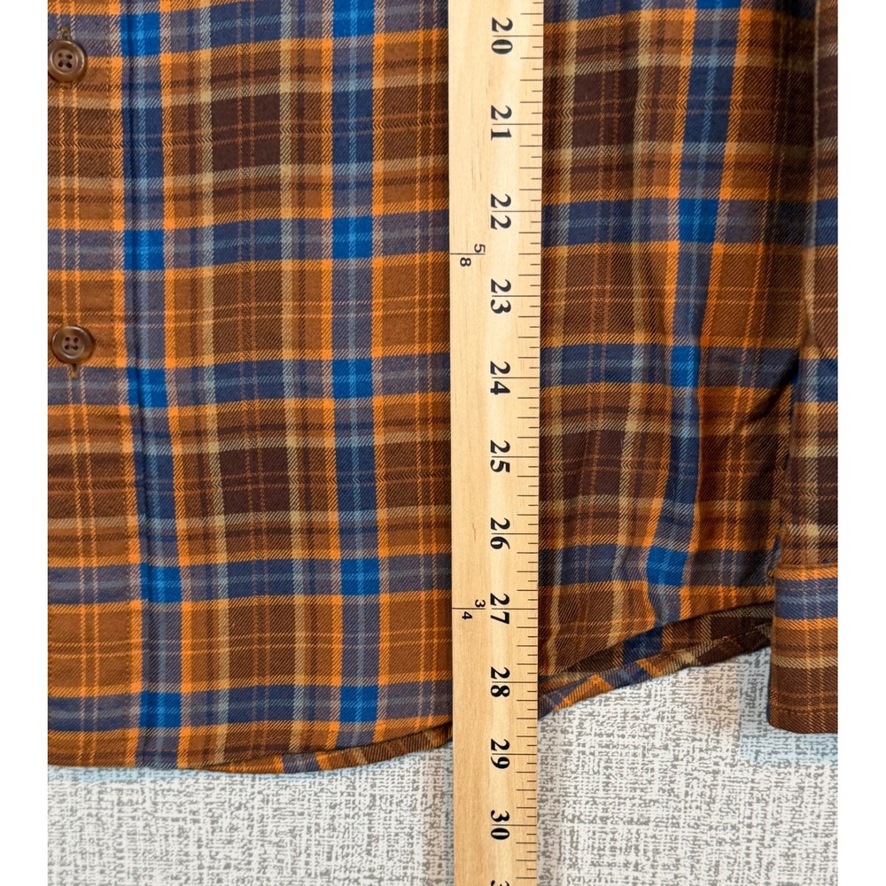 Eddie Bauer Mens Large Orange Plaid Mesh Back Hiking Button Down Shirt Gorpcore - Picture 8 of 8